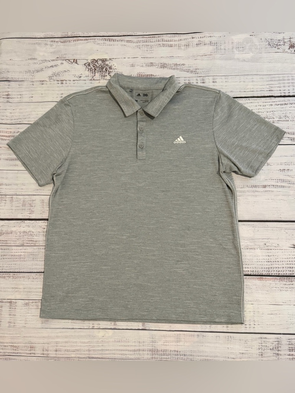 adidas Golf Men's 3-Button Collared Polo Gray Short Sleeve Shirt 100% Polyester